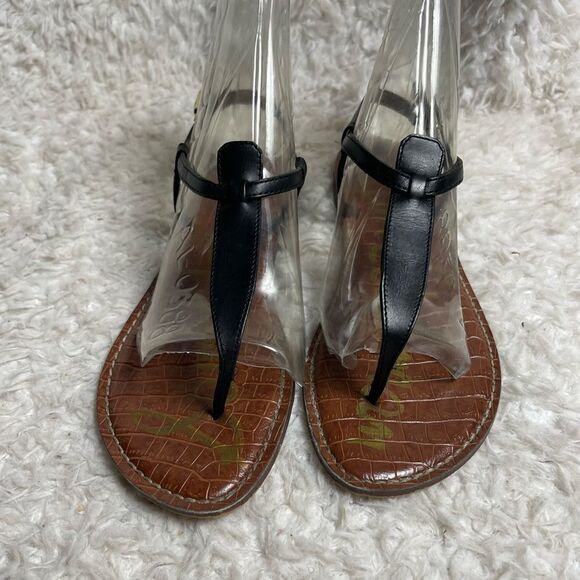 Sam Edelman Gigi leather black thong ankle strap sandals.SZ8.5M - Picture 1 of 7